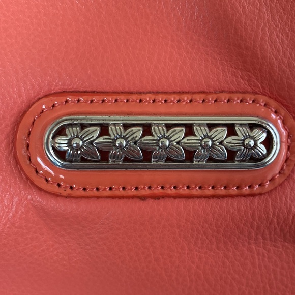 BRIGHTON “PAULINA” CORAL MELON 💯% GENUINE PEBBLED LEATHER SHOULDER TOTE BAG EUC - Picture 6 of 17